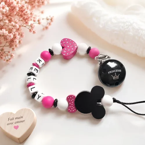 Attache-tetine-clip princesse noir brillant