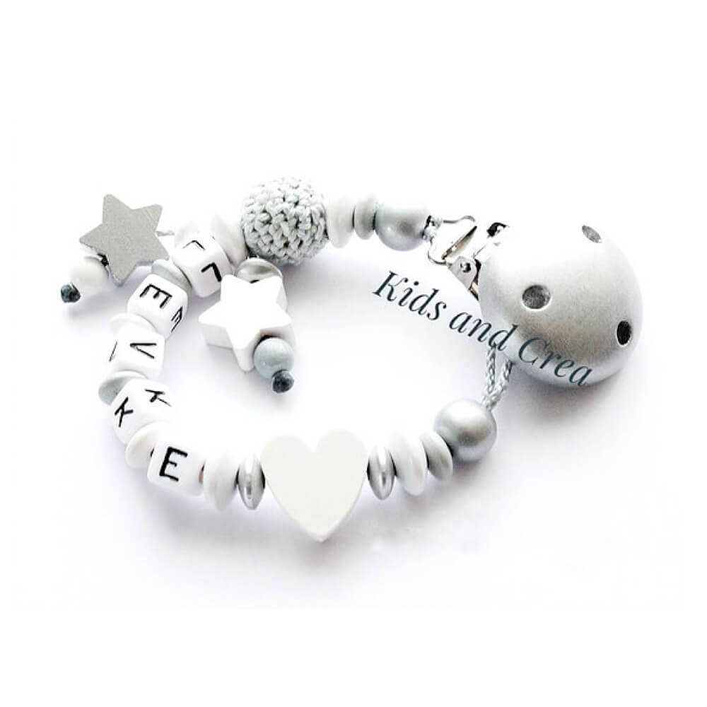 Attache Tétine Personnalisé Prénom Fille Garçon- En Gaze De Coton Bio- Attache En Bois- 28 Couleurs De Tissu Au Choix