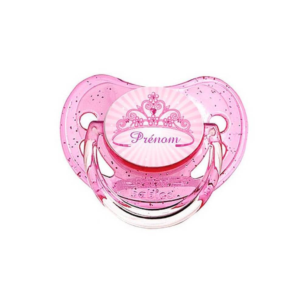 Tetine personnalisée couronne 1 tétine personnalisée bébé dessin couronne rose physiologique