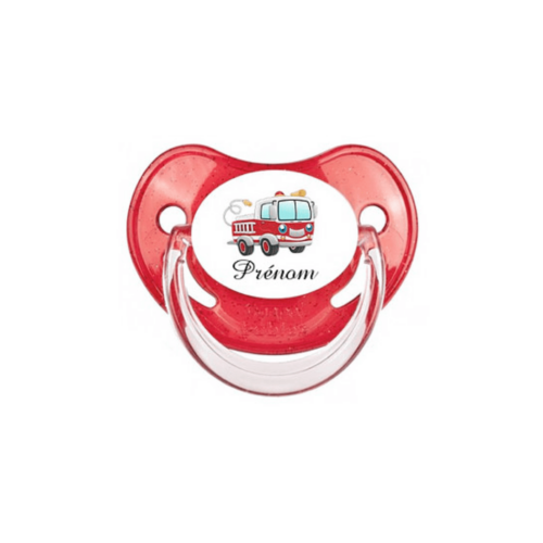 tétine personnalisé bébé dessin camion pompier physiologique silicone