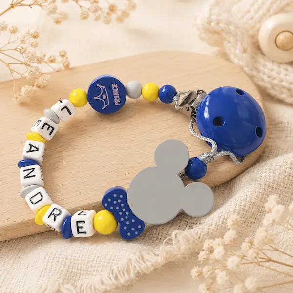 attache-tetine-bois-mickey-disney-jaune
