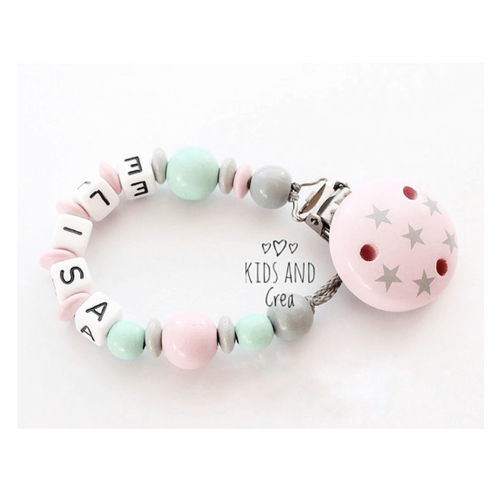 Attache tétine Elisa douceur pastel 1 attache tétine bb pastel pastel rose