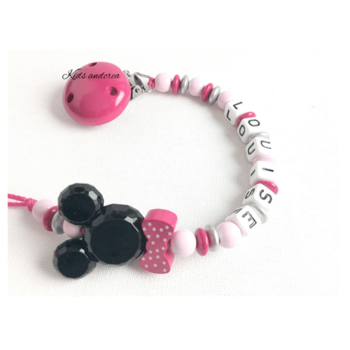 attache-tetine-minnie disney argent