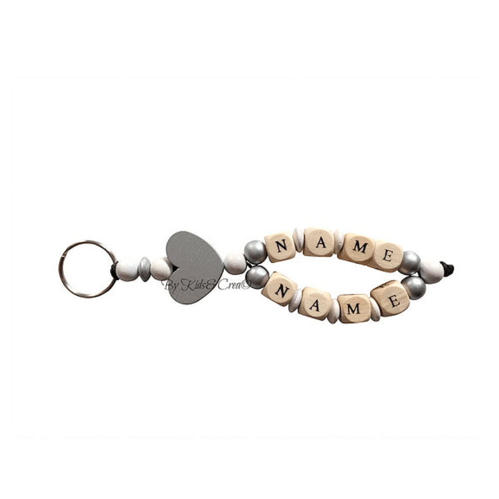 Porte-clés personnalisé 2 prénoms bois 1 porte clés 2 textes au choix à graver coeur en bois