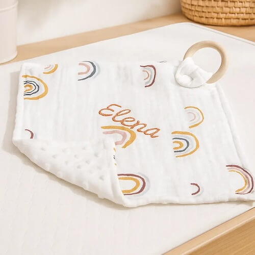 Doudou attache tétine coton personnalisé 2 en 1