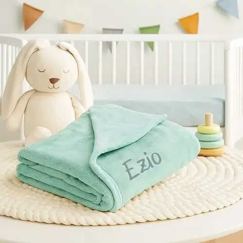 Couverture bébé personnalisée polaire vert