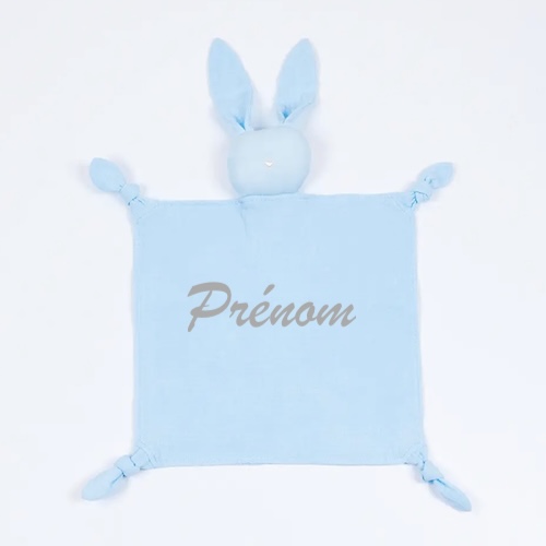 doudou personnalisé lapin gaze de coton bordé prénom