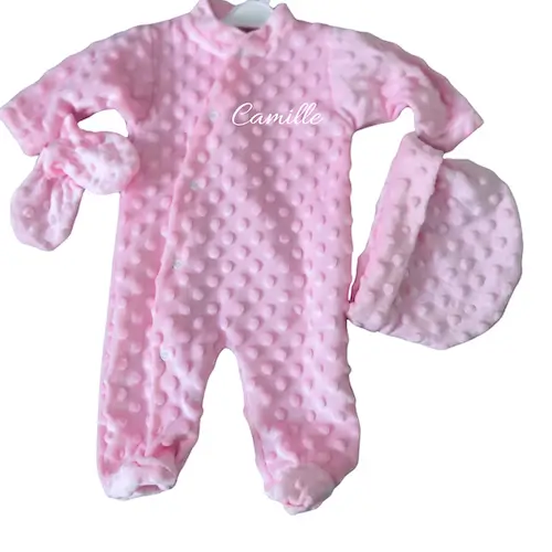 coffret naissance fille 3 pièces pyjama personnalisé bonnet moufles