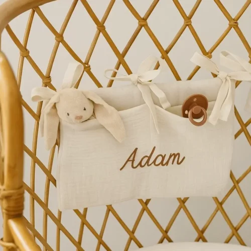 Pochette de lit bébé en gaze de coton Oeko-tex avec deux poches