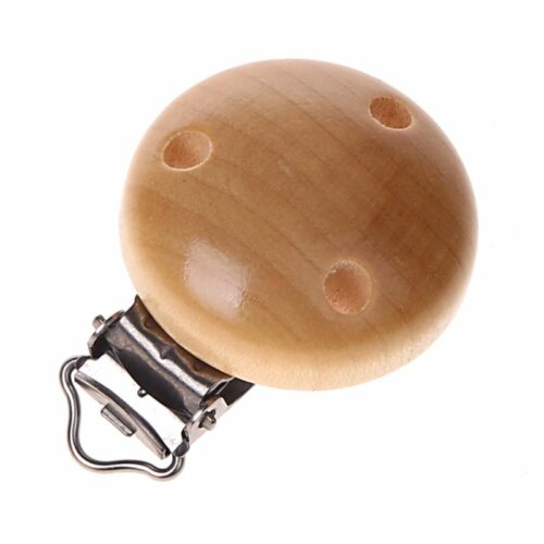 Clip bois 3 trous 35 mm — naturel pour attache tétine personnalisée