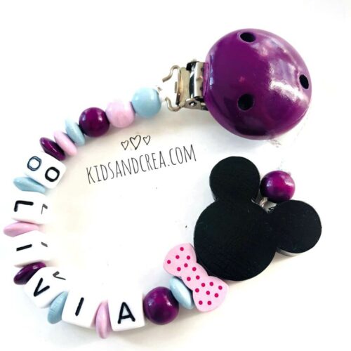 ATTACHE TÉTINE DINSEY FILLE MINNIE VIOLET BOIS