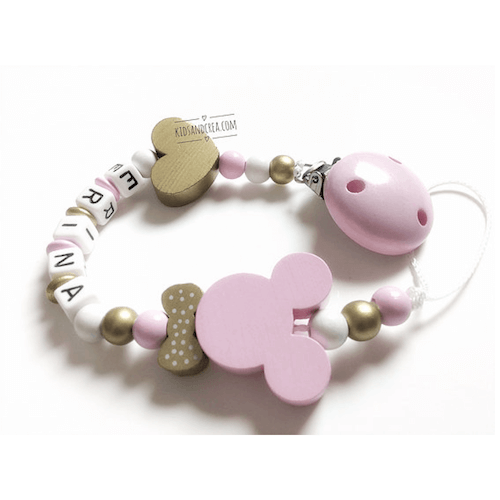 attache tétine disney minnie or