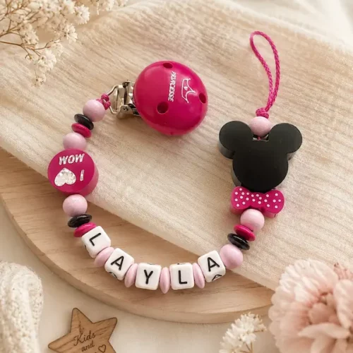 attache tetine personnalise inspi disney fille rose kids and crea