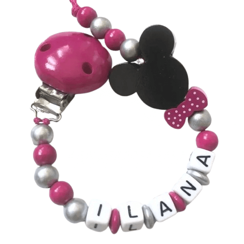 attache tetine personnalisée minnie argent Disney