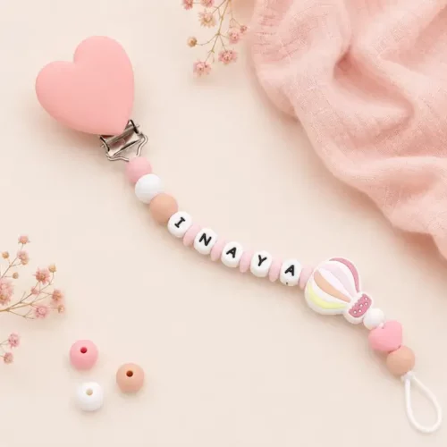 attache tétine personnalisée silicone montgolfière