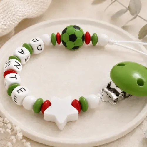 attache sucette personnalisée football equipe Algérie en bois Kids and crea
