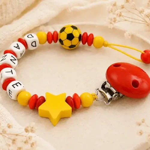 attache sucette football personnalisée Espagne kids and Crea