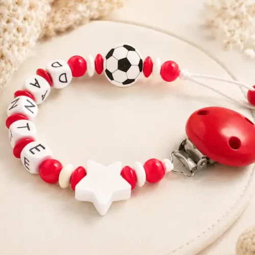 attache sucette personnalise football equipe Tunisie Kidsand Crea adaptée sucette MAM