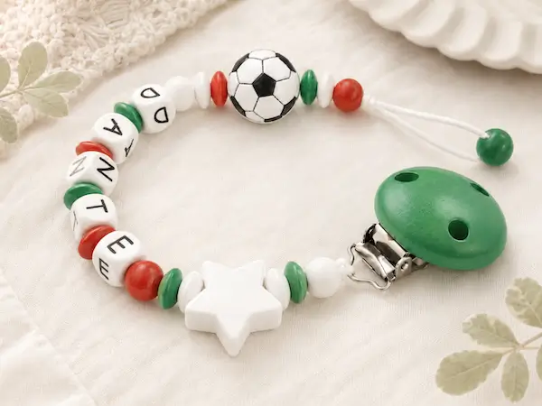 attache sucette personnalisée football Italie en bois Kids and Crea