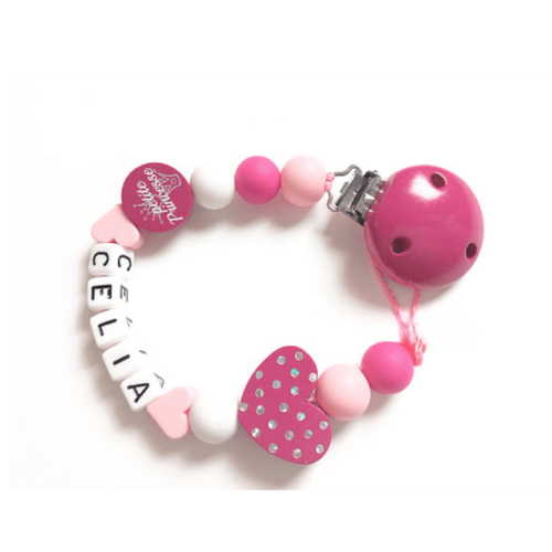 Accroche tétine prénom silicone rose Celia