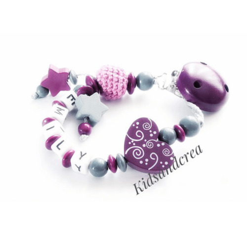 attache tétine fille bois à personnaliser Emily