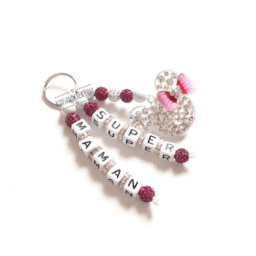 porte clés 2 textes à grave strass pour femme