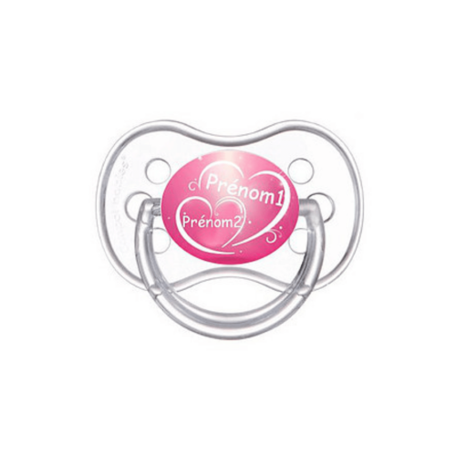 tétine personnalisée prénoms coeurs physiologique