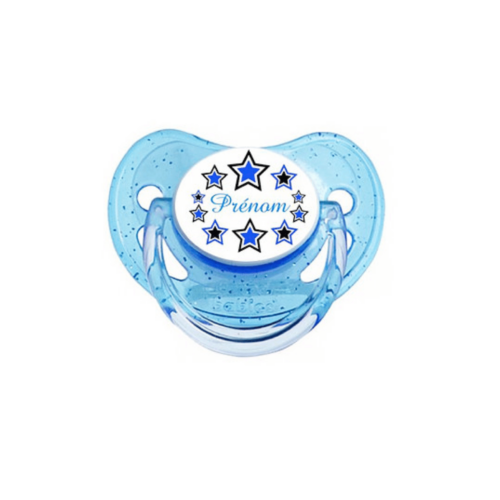 Sucette personnalisée bleue étoiles physiologique