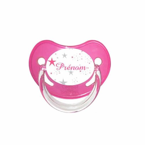 tétine personnalisée motif étoile rose foncé