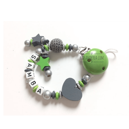 attache tétine personnalisé crochet etoile coeur Samba