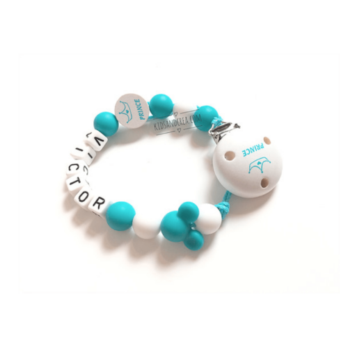 Attache tétine silicone personnalisé Victor