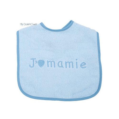bavoir bébé brodé J'aime mamie