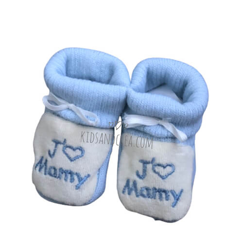 chausson-bebe-garcon-tricot-mamy bleu