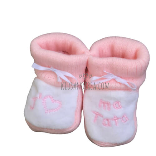 chausson-bebe-tricote-tata rose