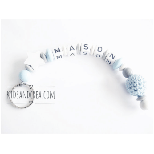 porte clés personnalisable crochet perles bois Mason