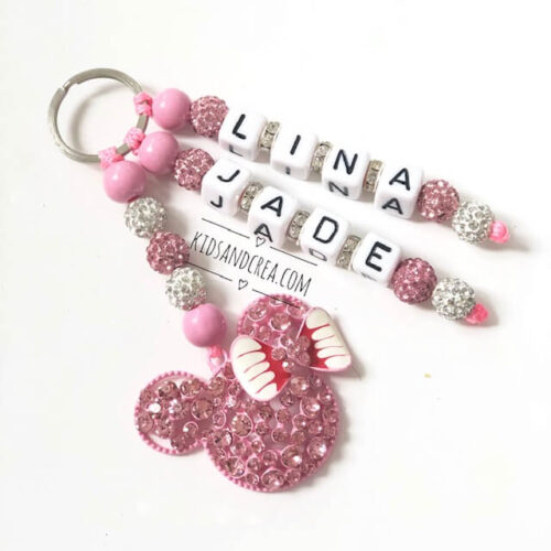 porte-cle-personnalise-strass-rose
