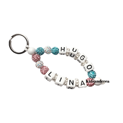 porte clés personnsalisé strass Hugo Lina
