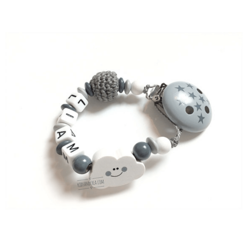 attache tétine à personnaliser prénom au choix clip étoiles crochet Liam